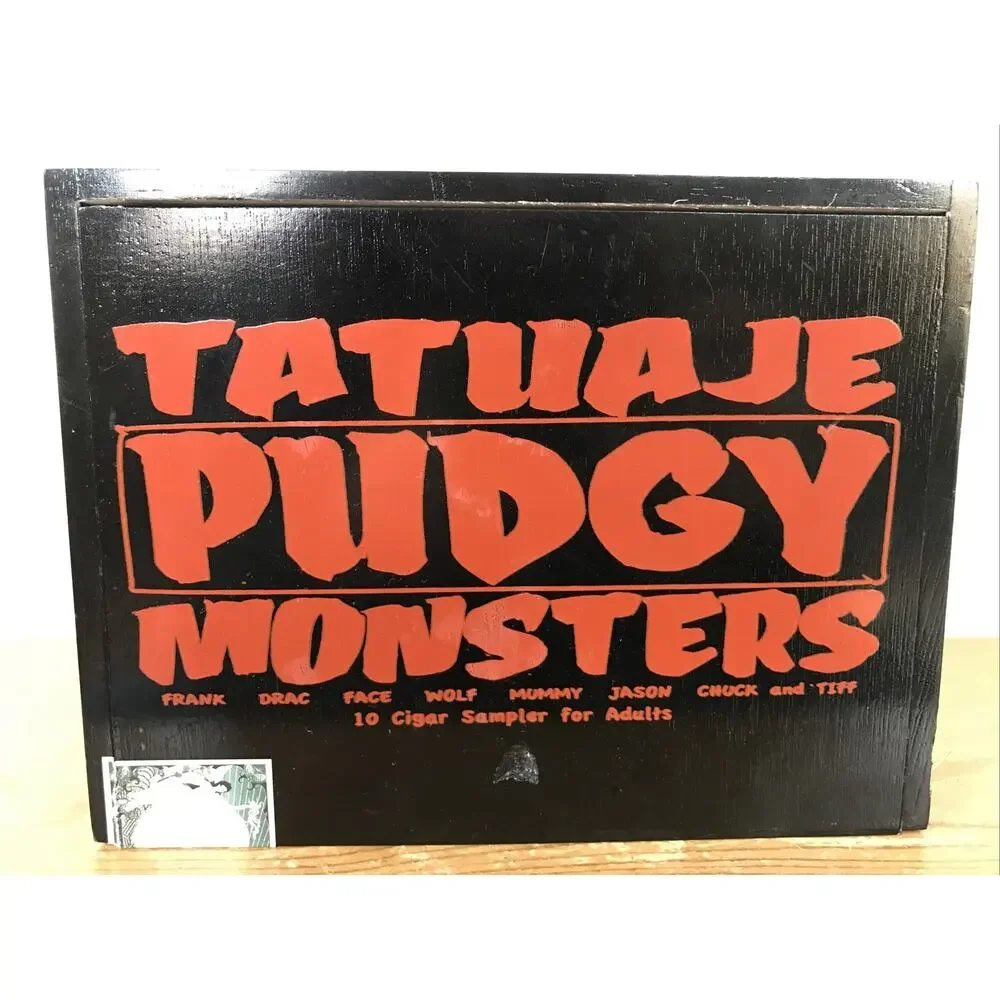 Vintage Tatuaje Pudgy Monsters Black Red Empty Wooden Cigar Trinket Jewlery Box